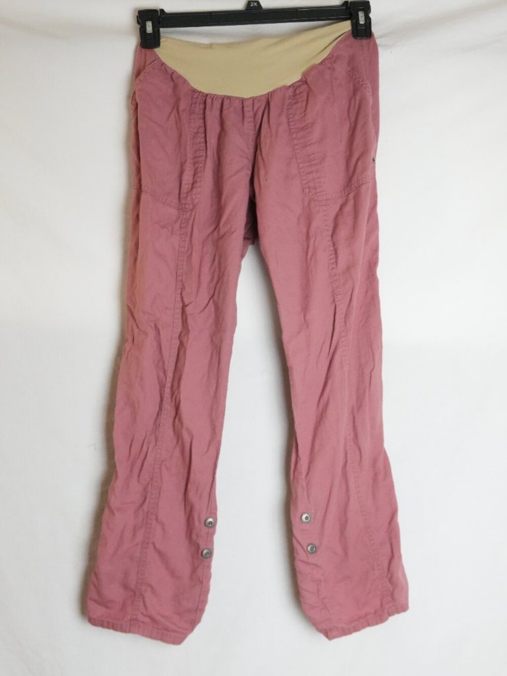 Maternity Large Pants Womens Motherhood Dark Pink Soft Breathable Adjustable Tab